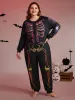 Colorful Skeleton Print Zipper Lounge Jumpsuit sold by Bloomchic