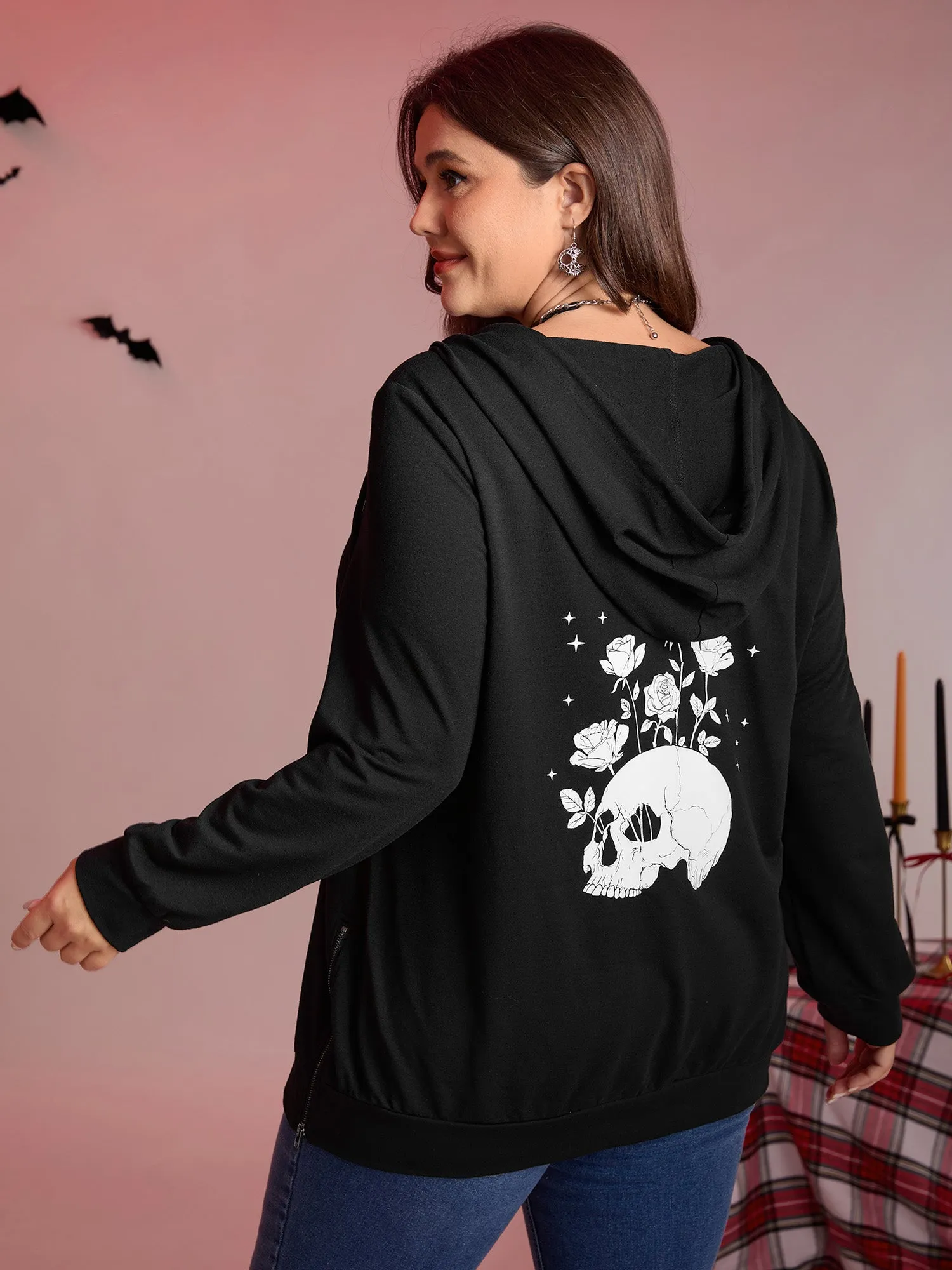 Romantic Skull Back Motif Hoodie sold by Bloomchic