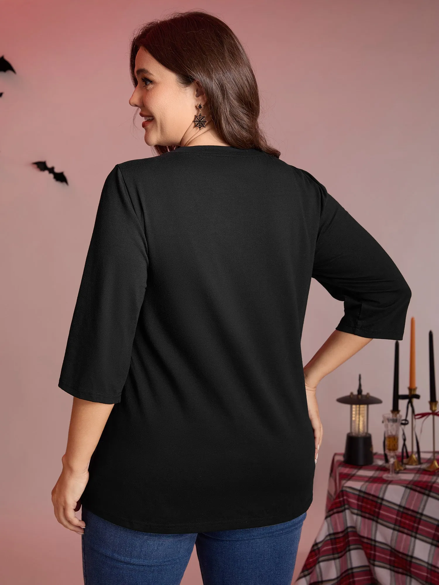 Spiderweb Neck Cut-Out Ties Knit Top sold by Bloomchic product image thumbnail 4
