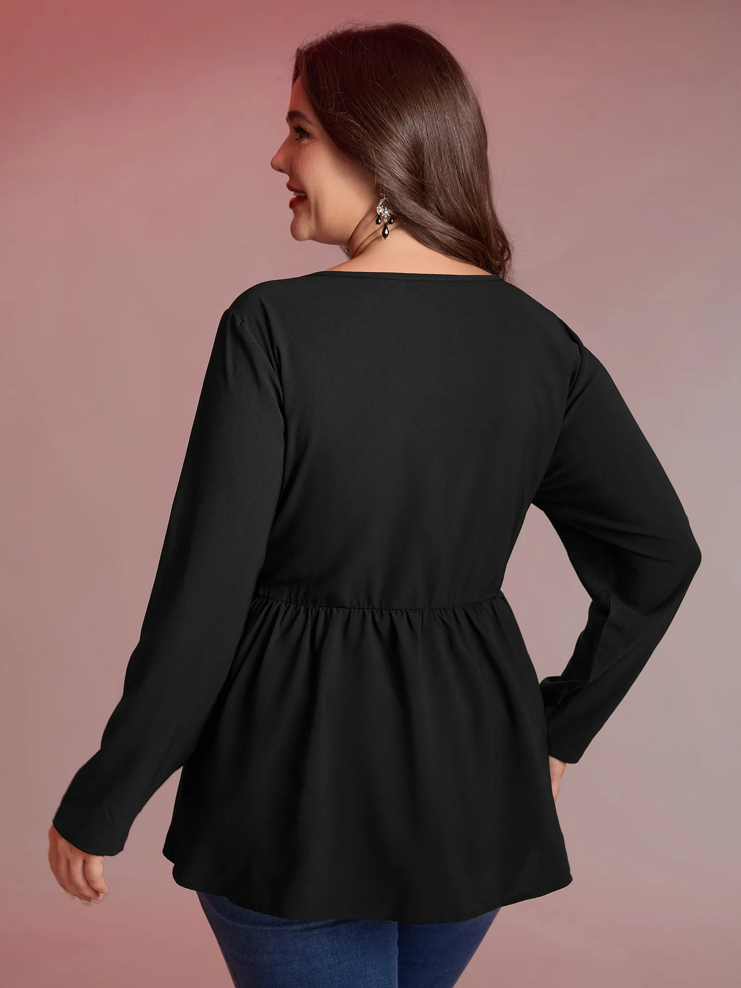 Color Contrast Cinched-Waist Knit Top sold by Bloomchic product image thumbnail 4