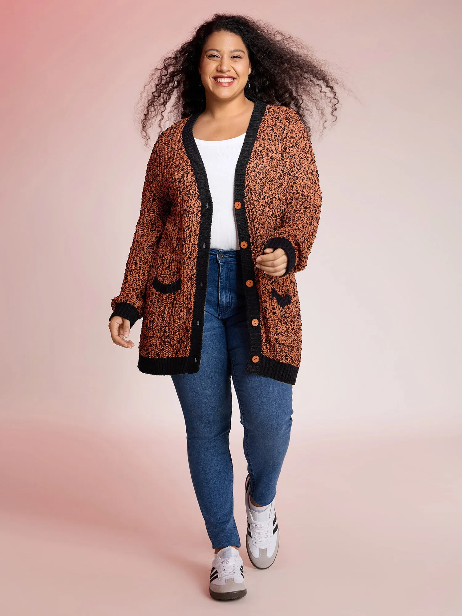 Textured Color Contrast Edges Pockets Cardigan sold by Bloomchic product image thumbnail 3