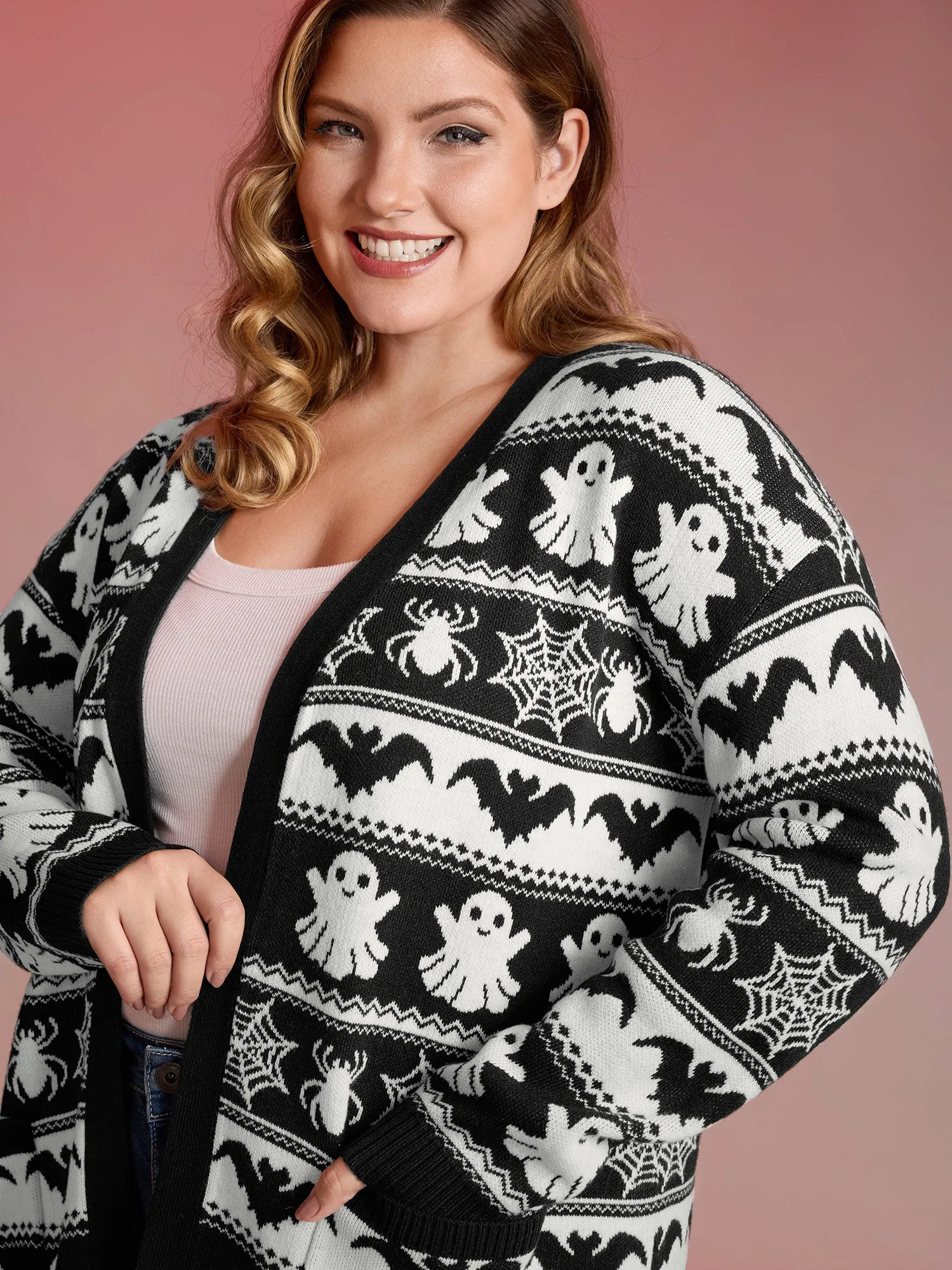 Halloween Elements Jacquard Knit Cardigan sold by Bloomchic