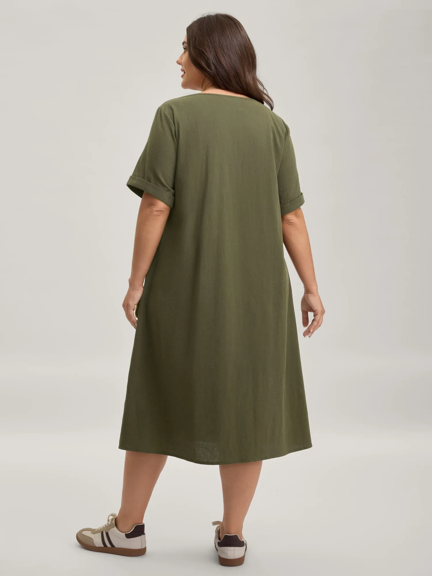Pure Cotton Pin-Tuck Pleats Midi Dress sold by Bloomchic product image thumbnail 4