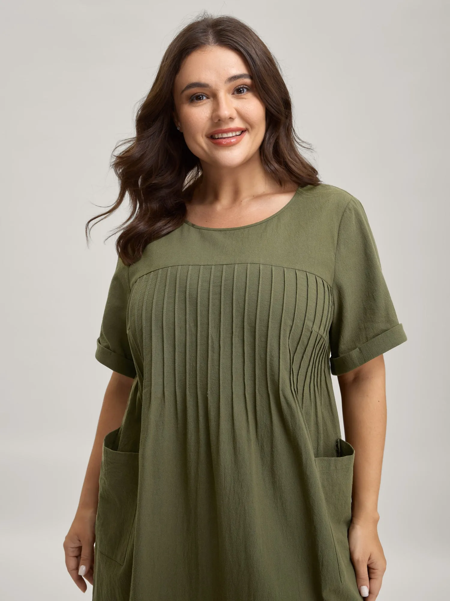 Pure Cotton Pin-Tuck Pleats Midi Dress sold by Bloomchic product image thumbnail 2