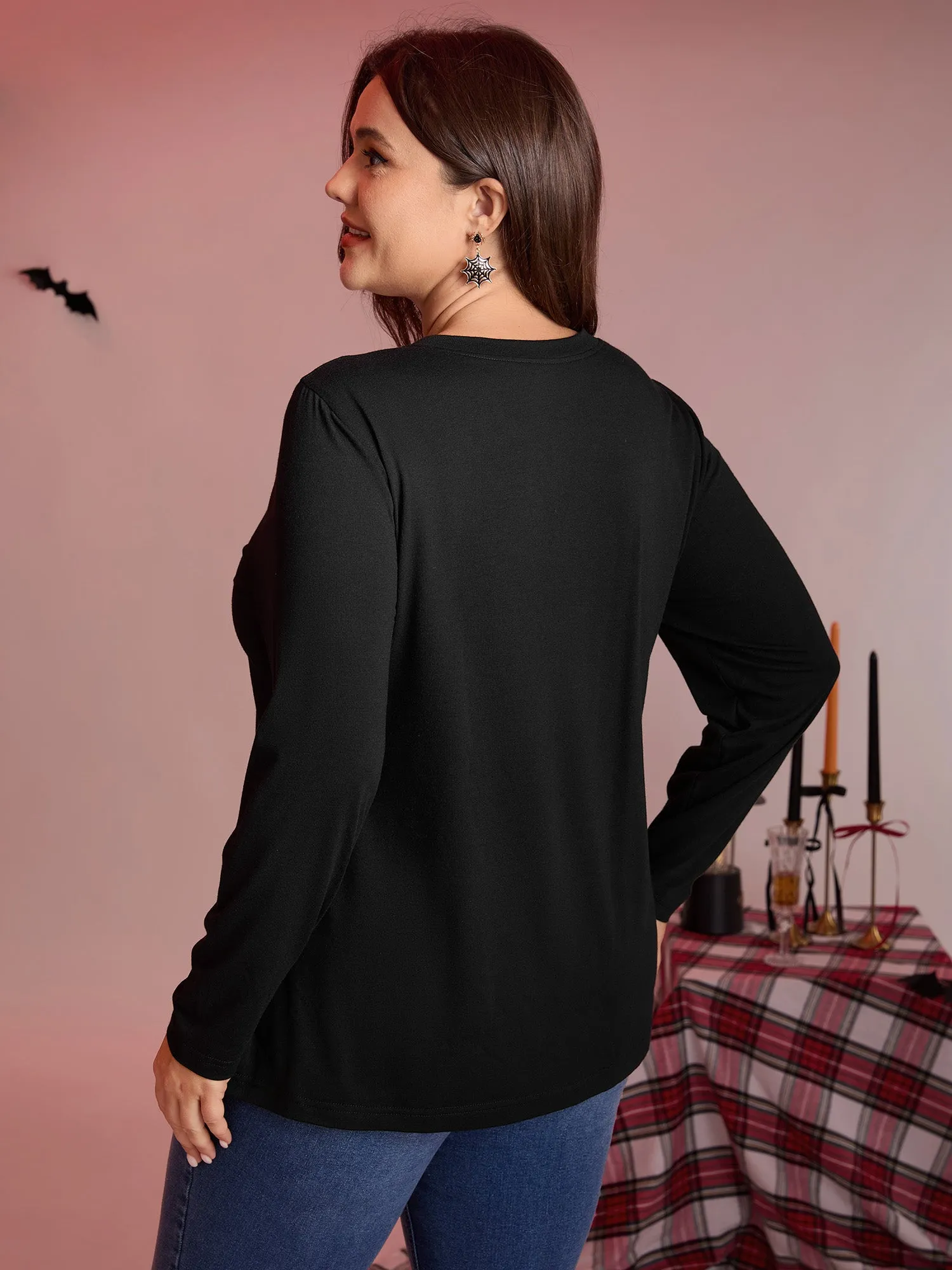Spiderweb Cut-Out Neckline Fitted T-Shirt sold by Bloomchic product image thumbnail 4