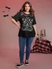 Midnight Garden Sheer Lace Trim T-Shirt sold by Bloomchic