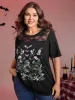 Midnight Garden Sheer Lace Trim T-Shirt sold by Bloomchic