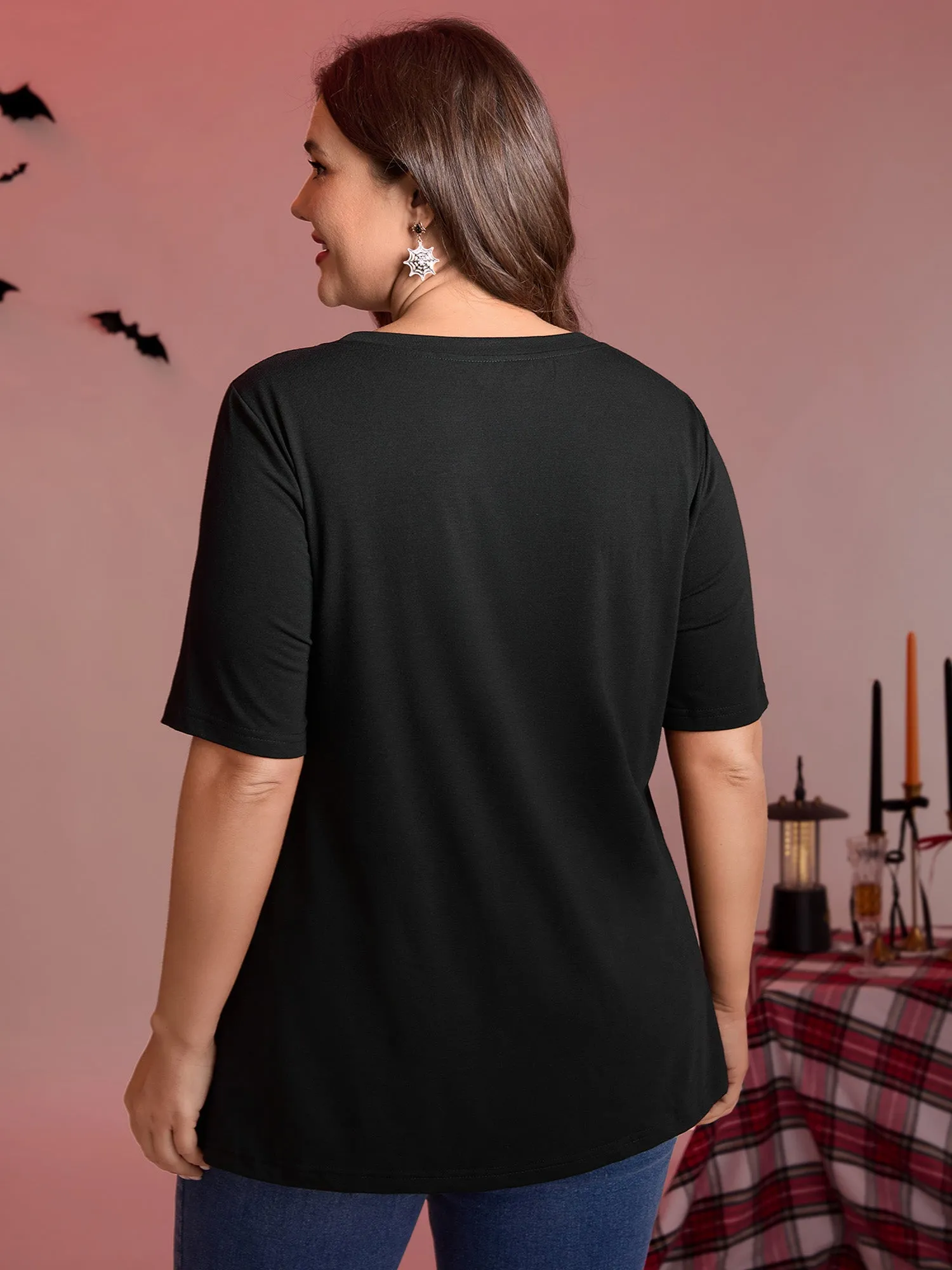 Midnight Garden Sheer Lace Trim T-Shirt sold by Bloomchic product image thumbnail 4