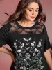 Midnight Garden Sheer Lace Trim T-Shirt sold by Bloomchic
