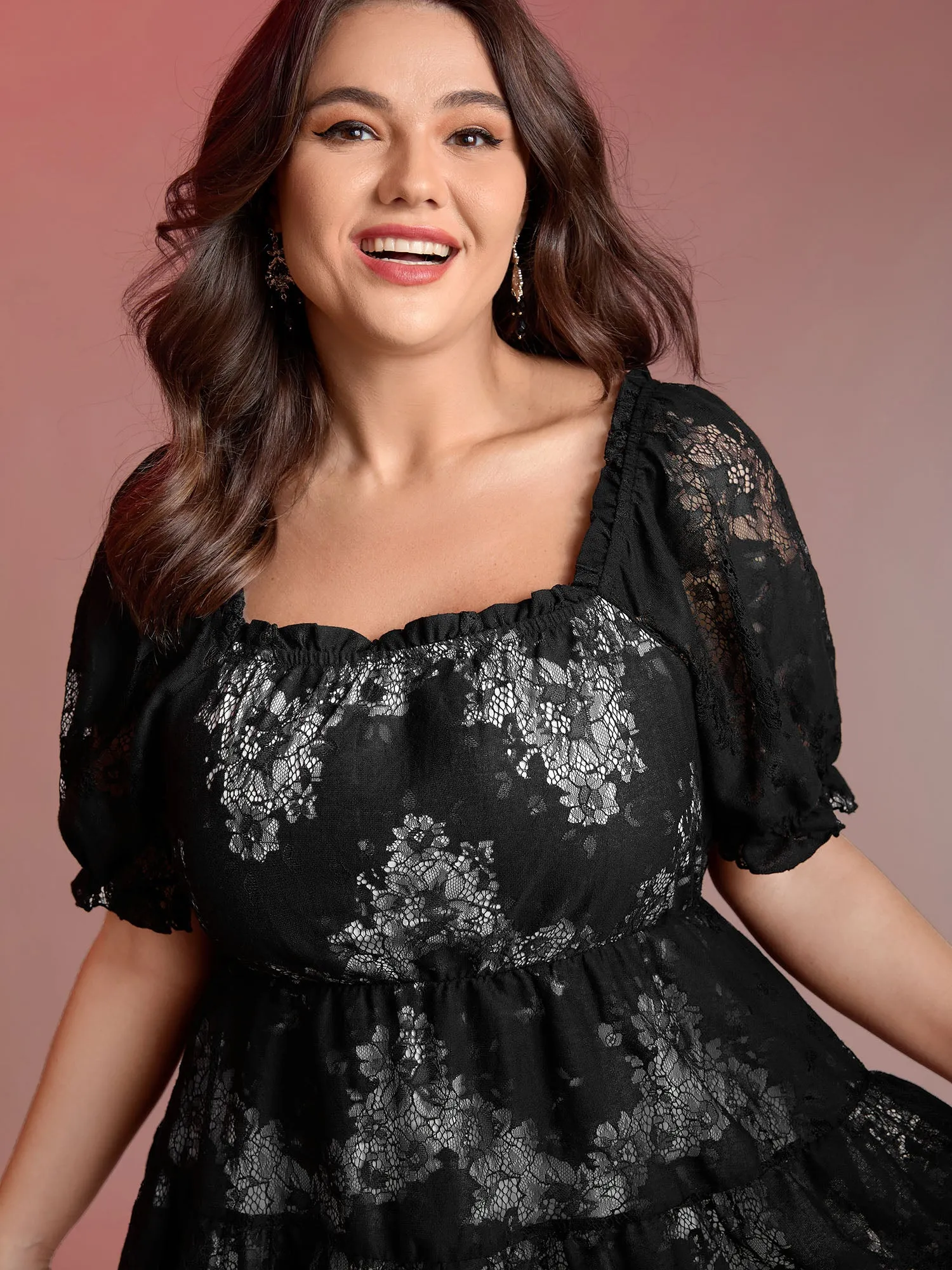 Midnight Florals Tiered Lace Knit Top sold by Bloomchic product image thumbnail 2