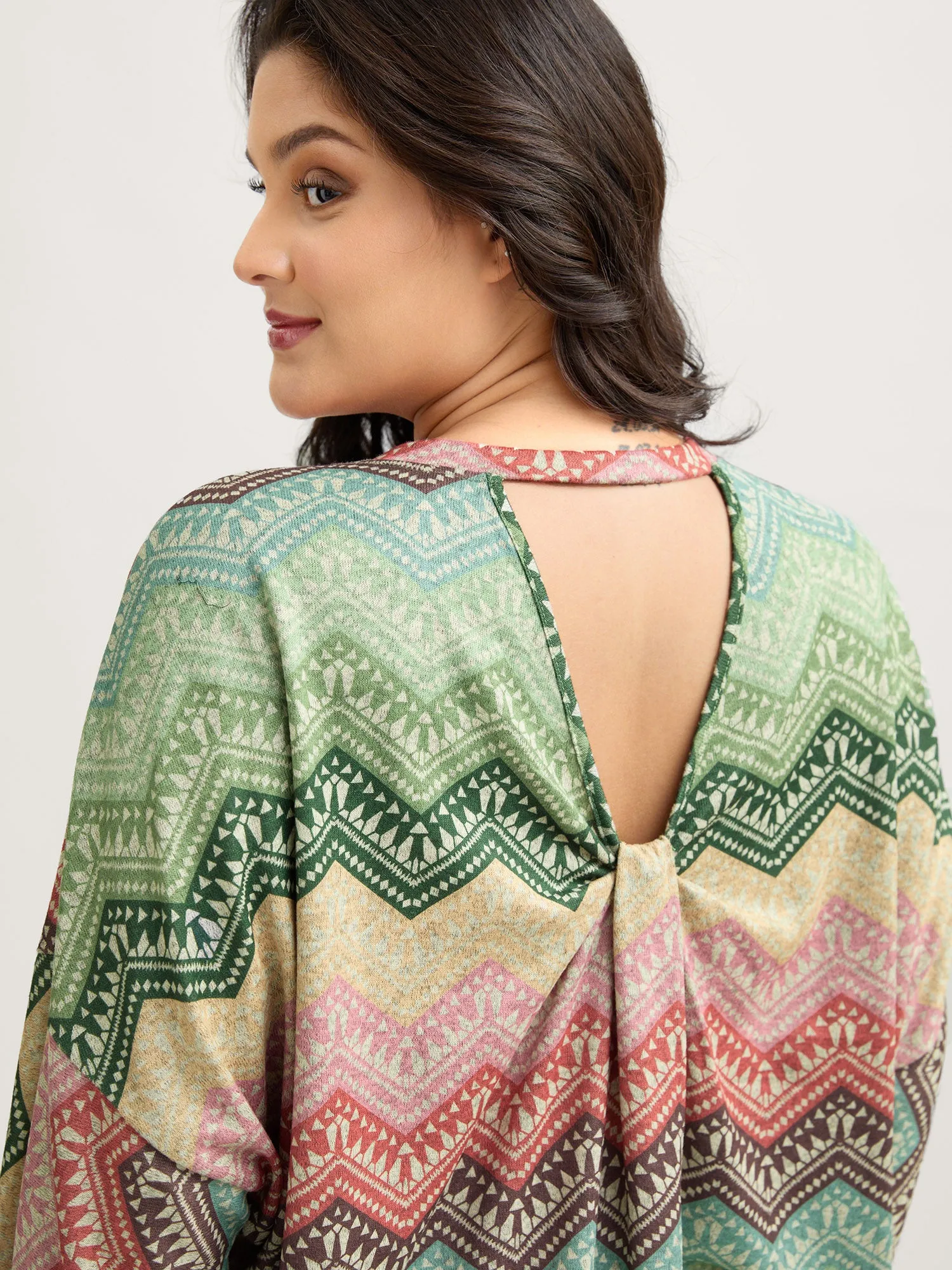 Colorful Wavy Stripes Gathered Back T-Shirt sold by Bloomchic