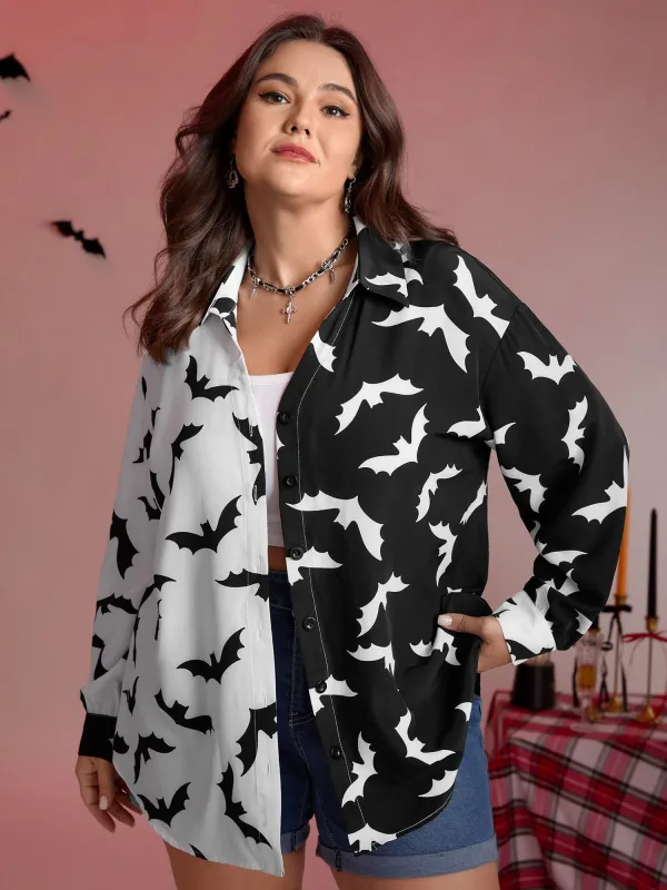 Color Block Flying Bats Button-Down Shirt sold by Bloomchic