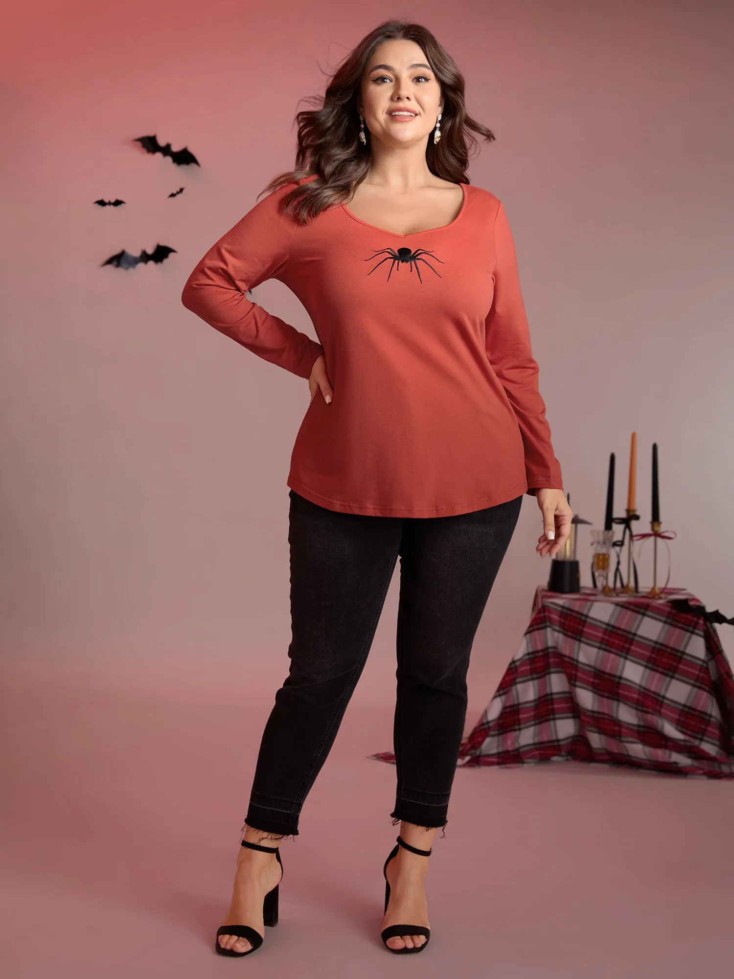 Supersoft Spider Embroidery T-Shirt sold by Bloomchic product image thumbnail 3