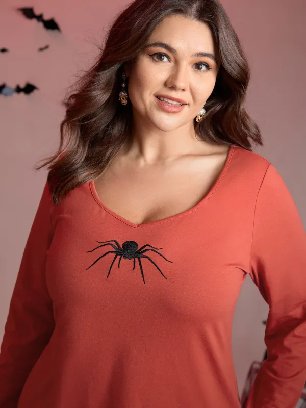 Supersoft Spider Embroidery T-Shirt sold by Bloomchic