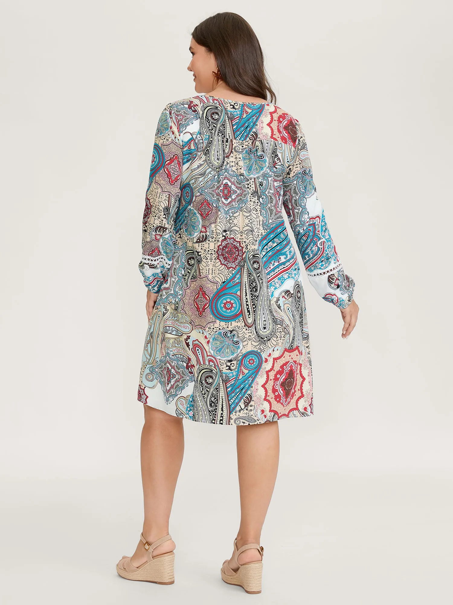 Paisley Print Lace Trim Midi Dress sold by Bloomchic product image thumbnail 4