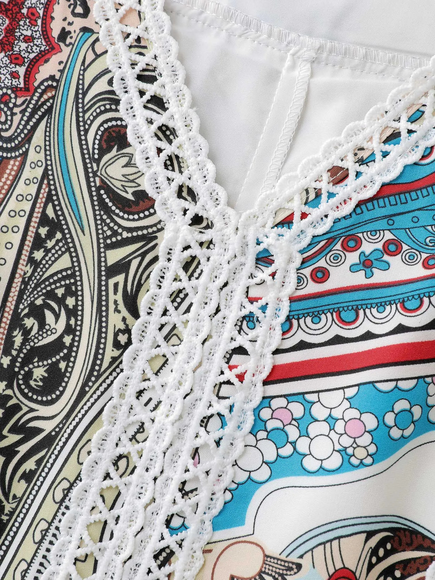 Paisley Print Lace Trim Midi Dress sold by Bloomchic product image thumbnail 5