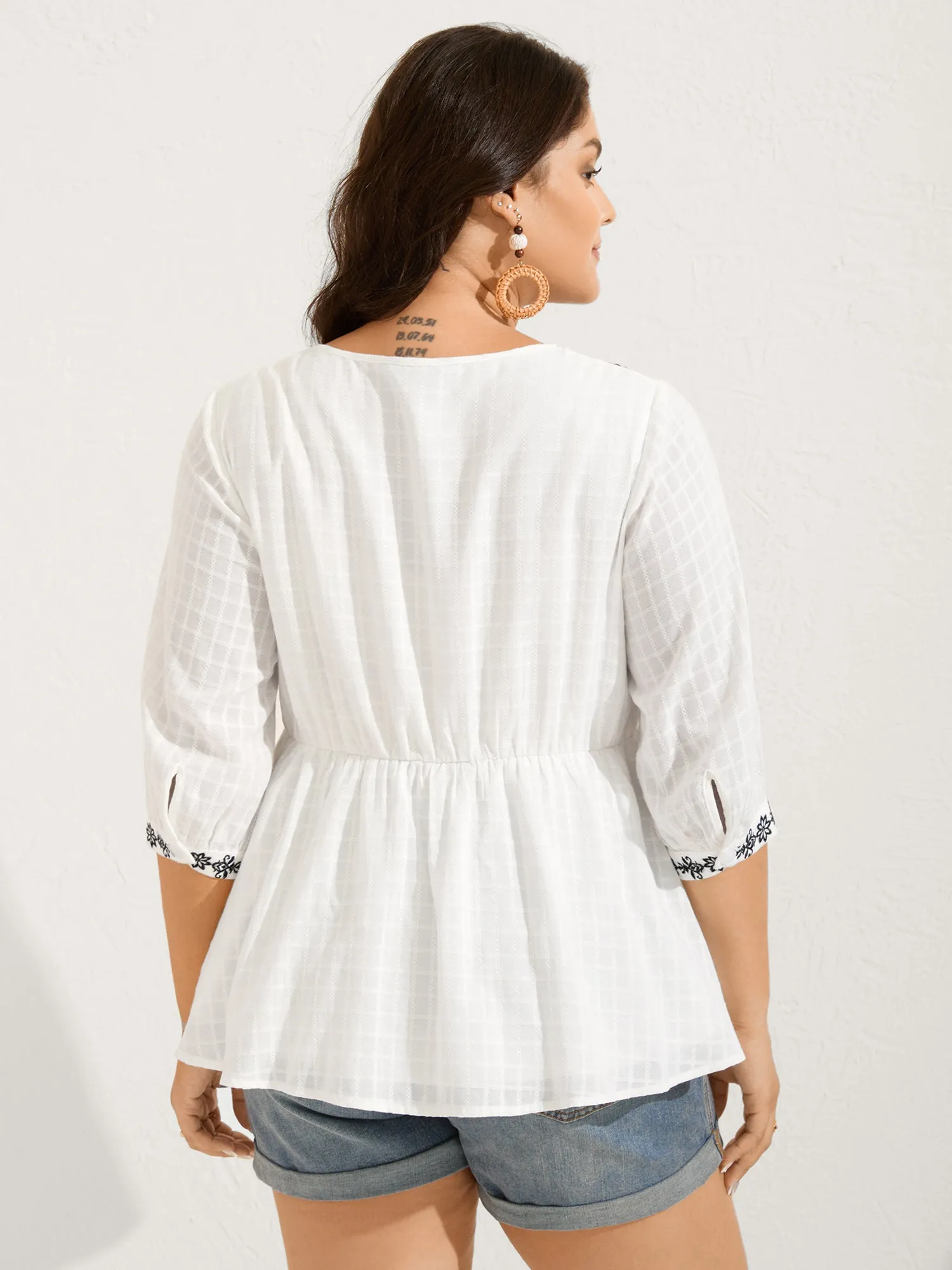 Pure Cotton Boho Embroidery Textured Blouse sold by Bloomchic product image thumbnail 4