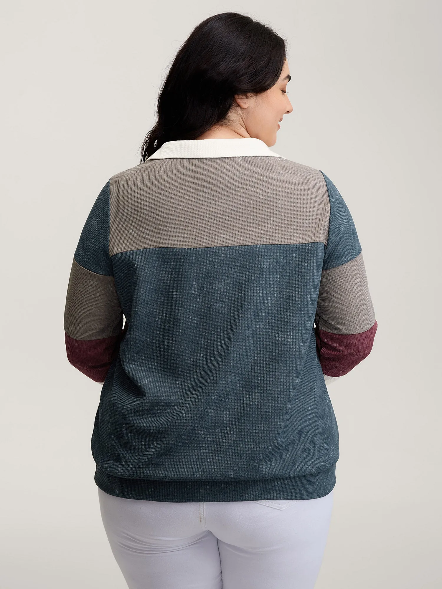 Color Stripes Half-Zipper Sweatshirt sold by Bloomchic product image thumbnail 4