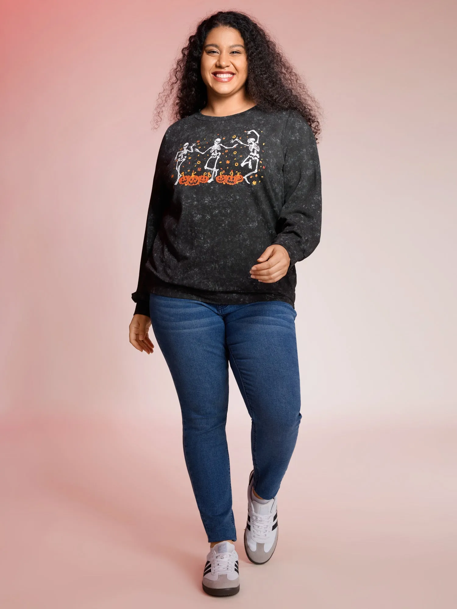 Skeleton Halloween Party Snowflake Effect Sweatshirt sold by Bloomchic product image thumbnail 3