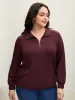 Half Zipper Adjustable Solid Sweatshirt sold by Bloomchic