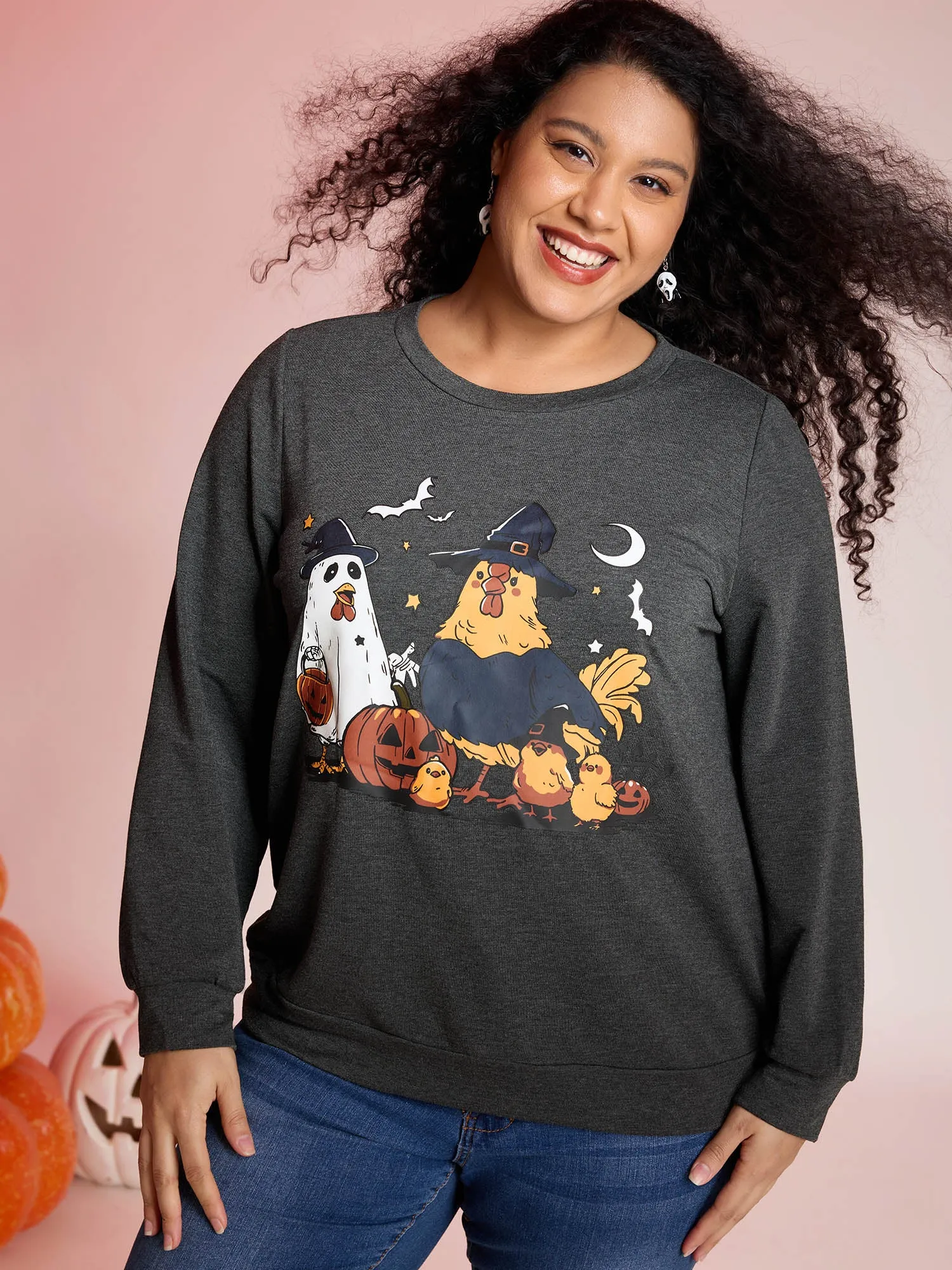 Spooky Midnight Halloween Print Sweatshirt sold by Bloomchic product image thumbnail 2