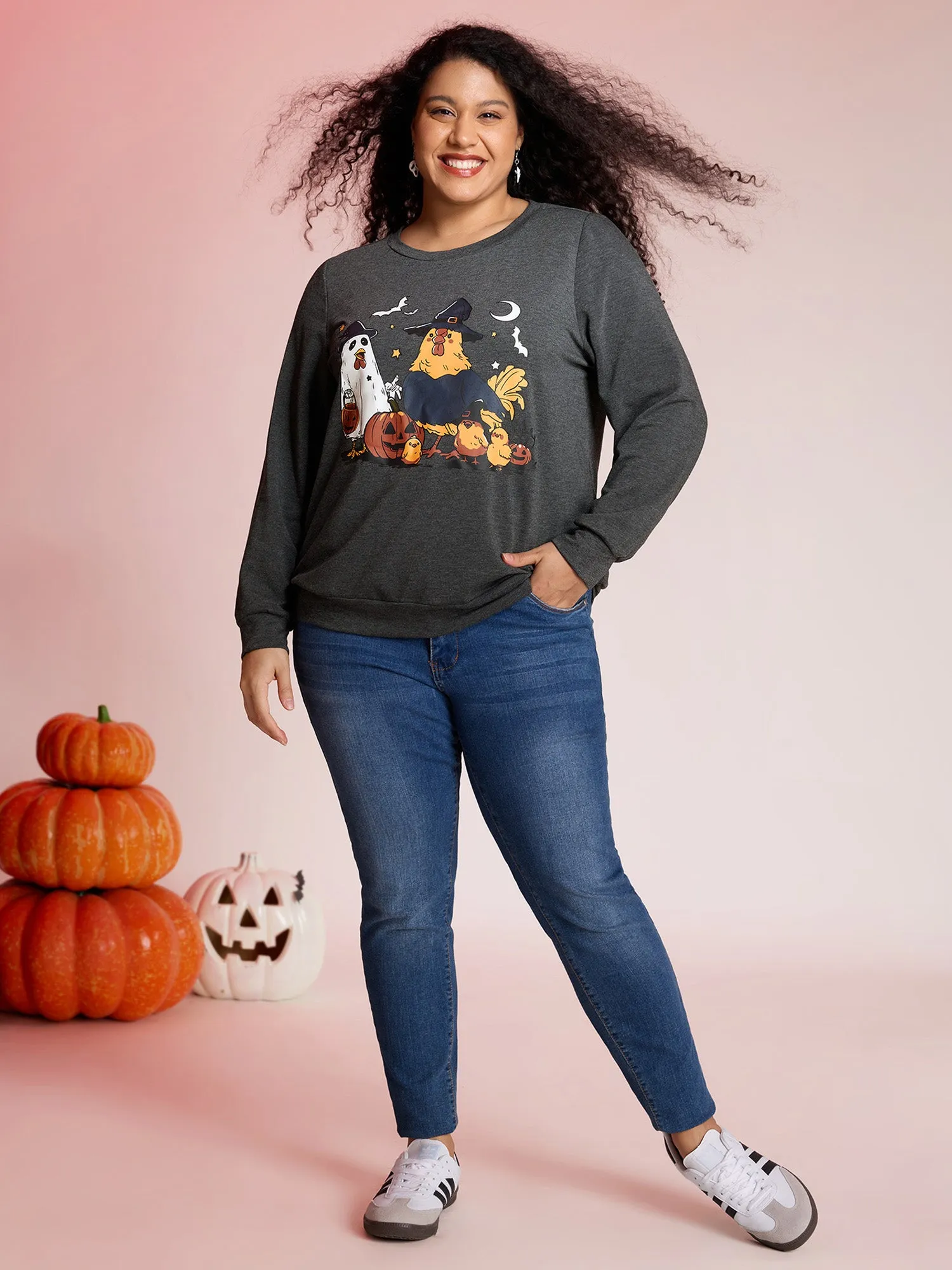 Spooky Midnight Halloween Print Sweatshirt sold by Bloomchic product image thumbnail 3