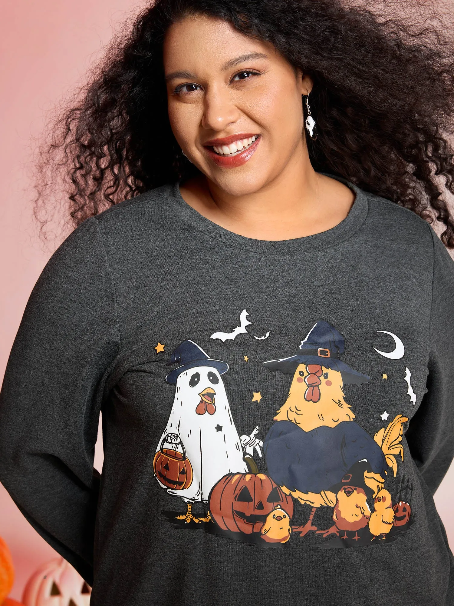 Spooky Midnight Halloween Print Sweatshirt sold by Bloomchic