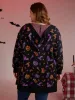 Halloween Party Print Hooded Pocket Cardigan sold by Bloomchic