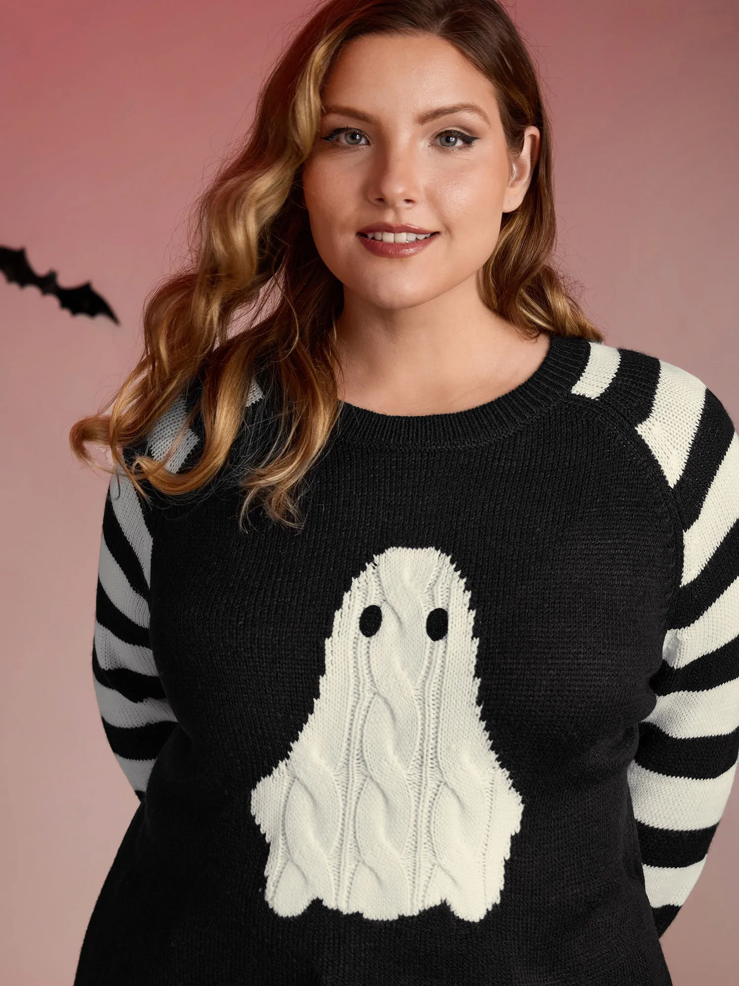 Hey Ghost Raglan Stripe Sleeve Pullover sold by Bloomchic product image thumbnail 2