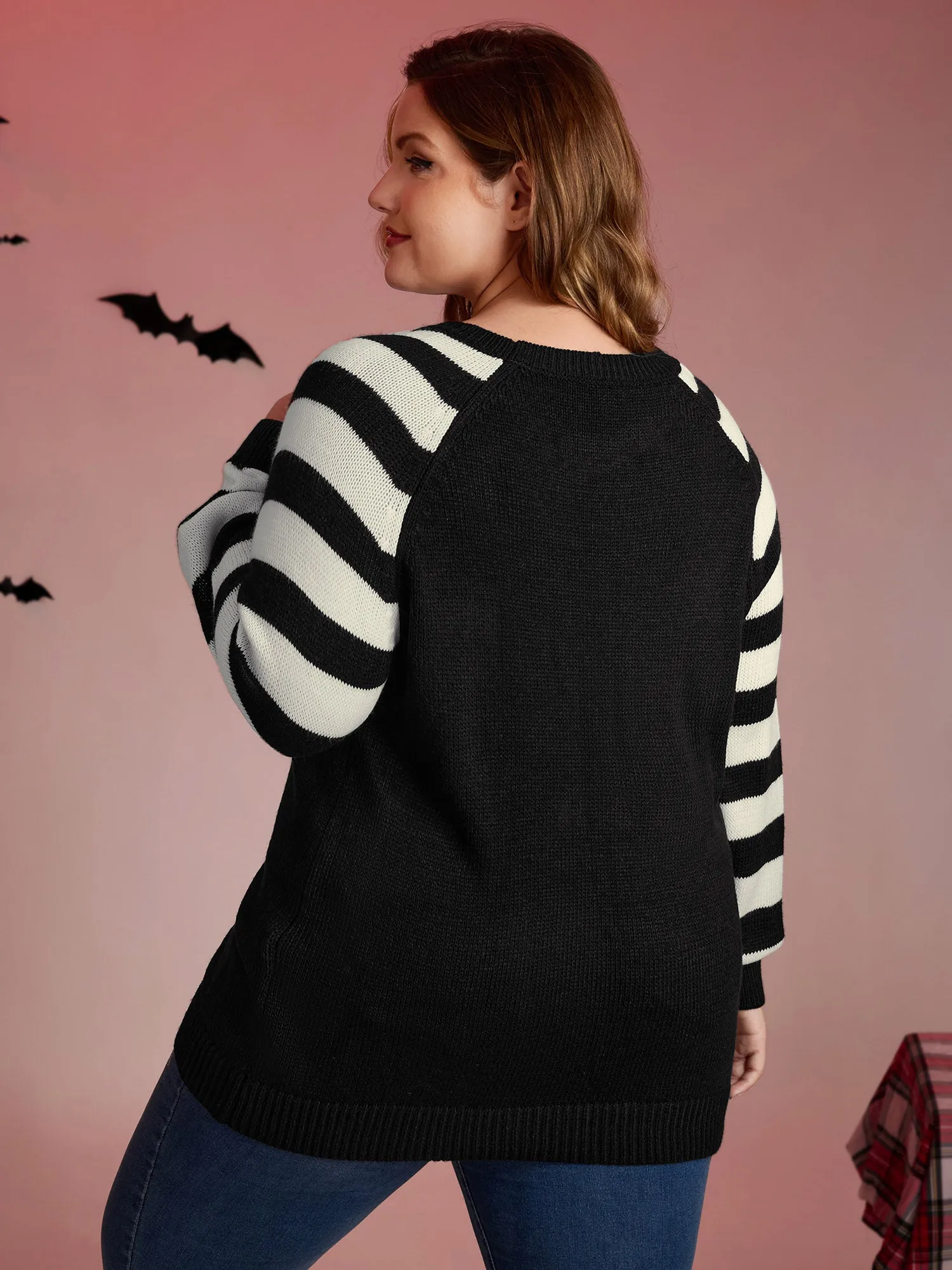 Hey Ghost Raglan Stripe Sleeve Pullover sold by Bloomchic product image thumbnail 4