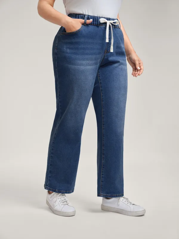 Classic Wash Stretchy Straight-Leg Jeans sold by Bloomchic