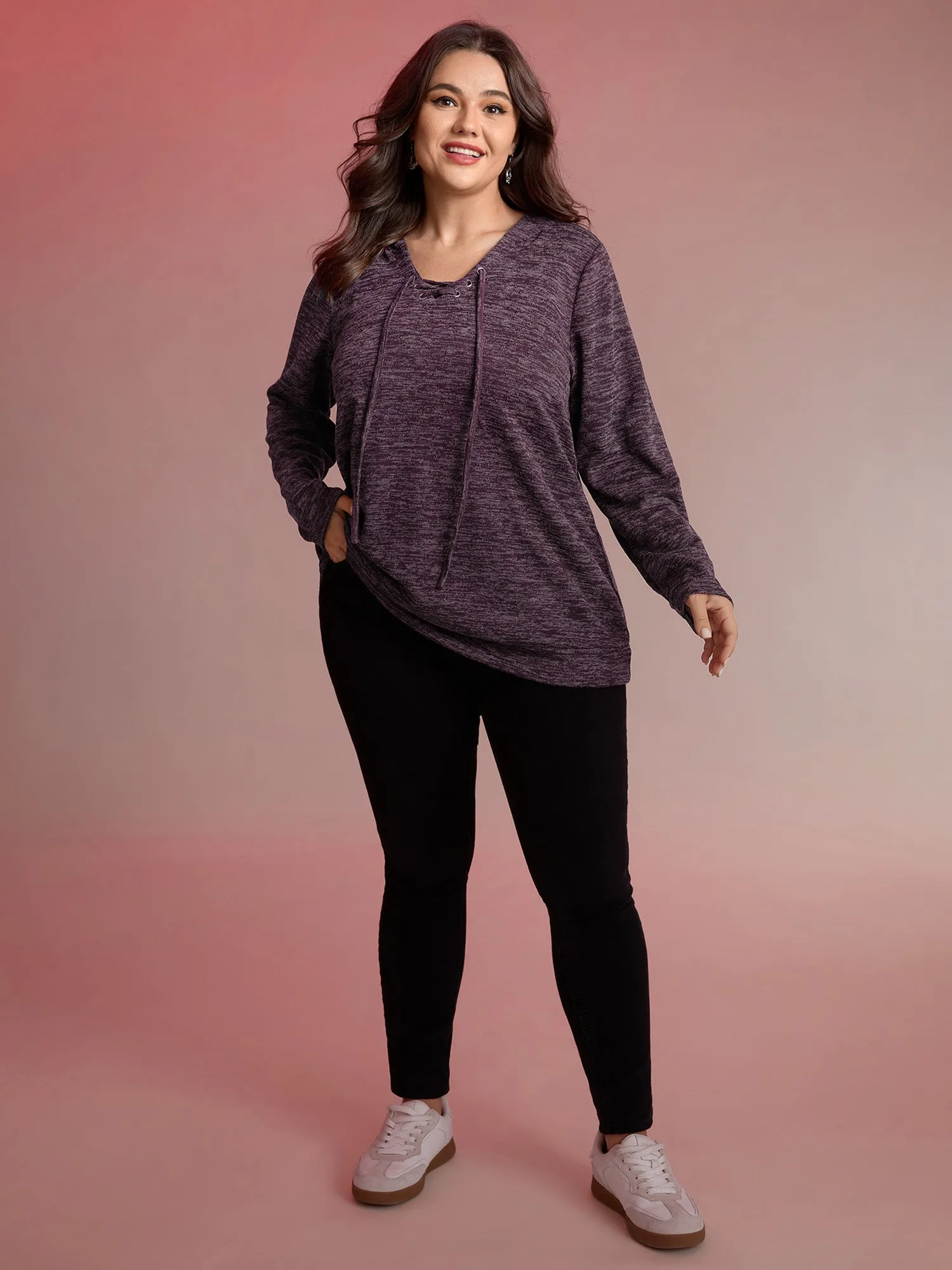 Heather Neck Cross-Tie Hoodie sold by Bloomchic product image thumbnail 3