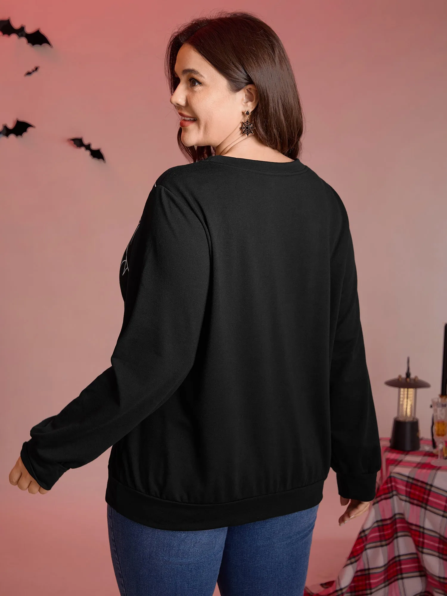 Playful Spider Halloween Print Sweatshirt sold by Bloomchic product image thumbnail 4