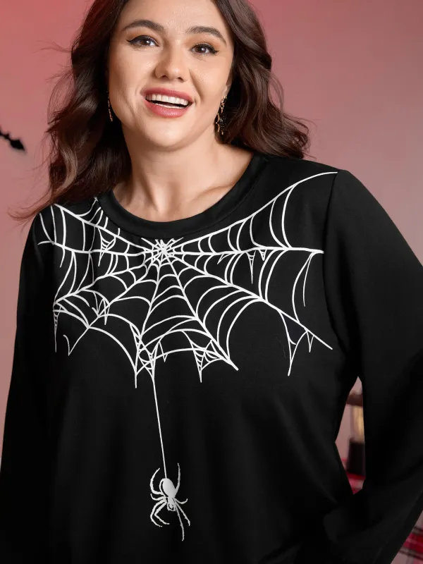 Playful Spider Halloween Print Sweatshirt sold by Bloomchic