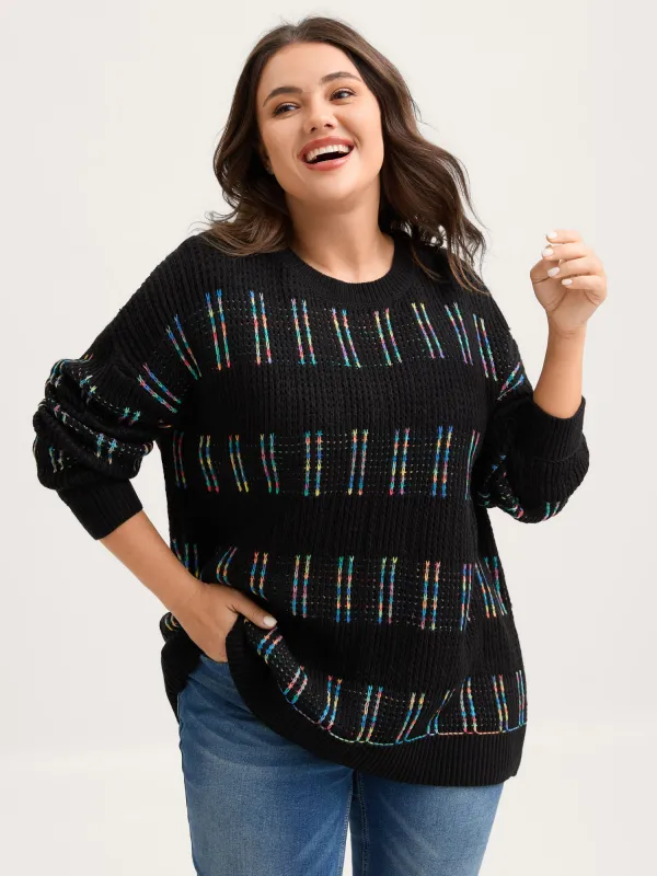 Striped Textured Gradual Color Change Pullover sold by Bloomchic