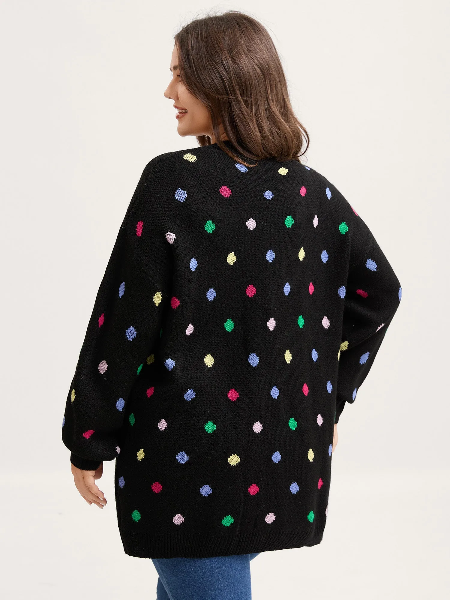 Colorful Polka Dots Pockets Knit Cardigan sold by Bloomchic product image thumbnail 4