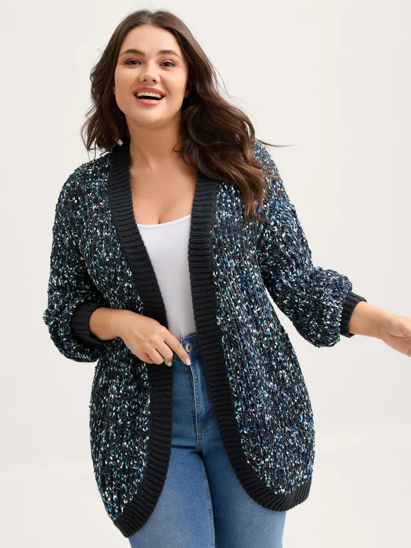 Abstract Textured Cuvy Hem Knit Cardigan sold by Bloomchic