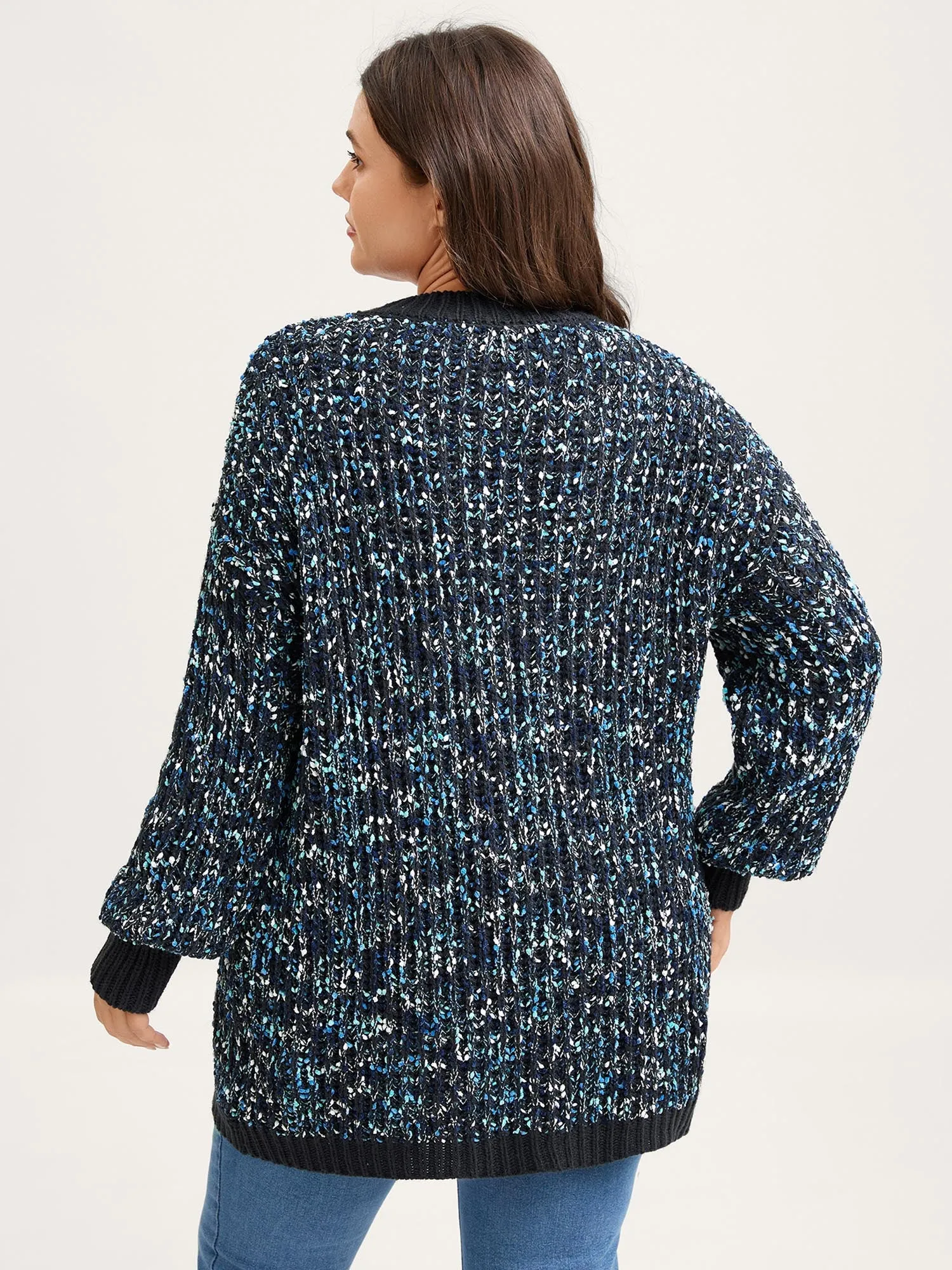 Abstract Textured Cuvy Hem Knit Cardigan sold by Bloomchic product image thumbnail 4