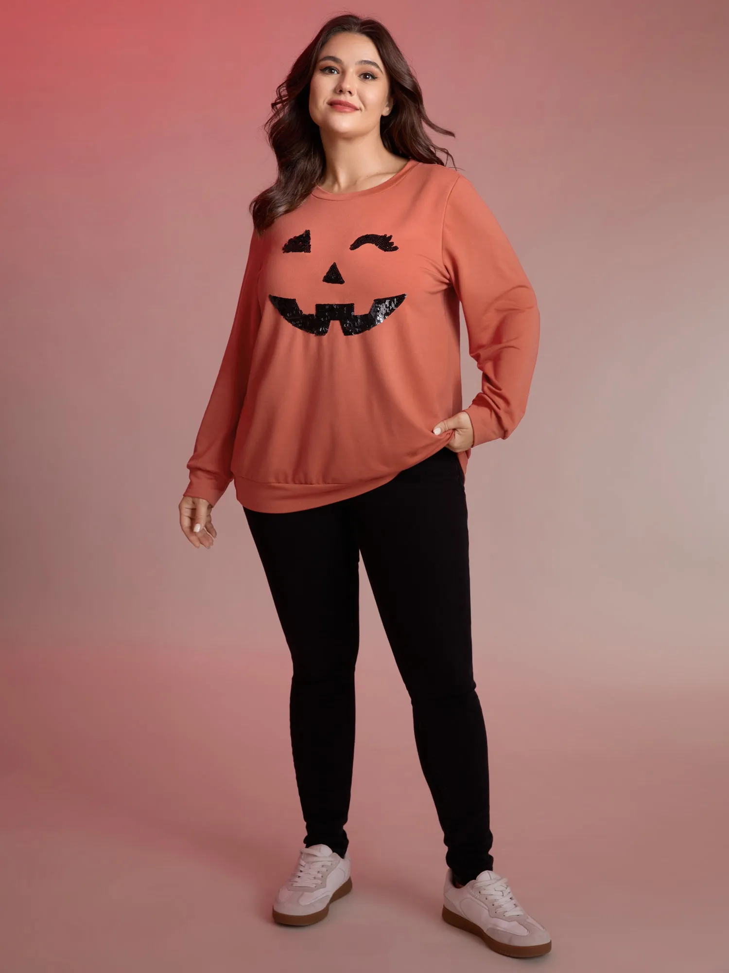 Supersoft Pumpkin Spice Sequin Embroidery Sweatshirt sold by Bloomchic product image thumbnail 3