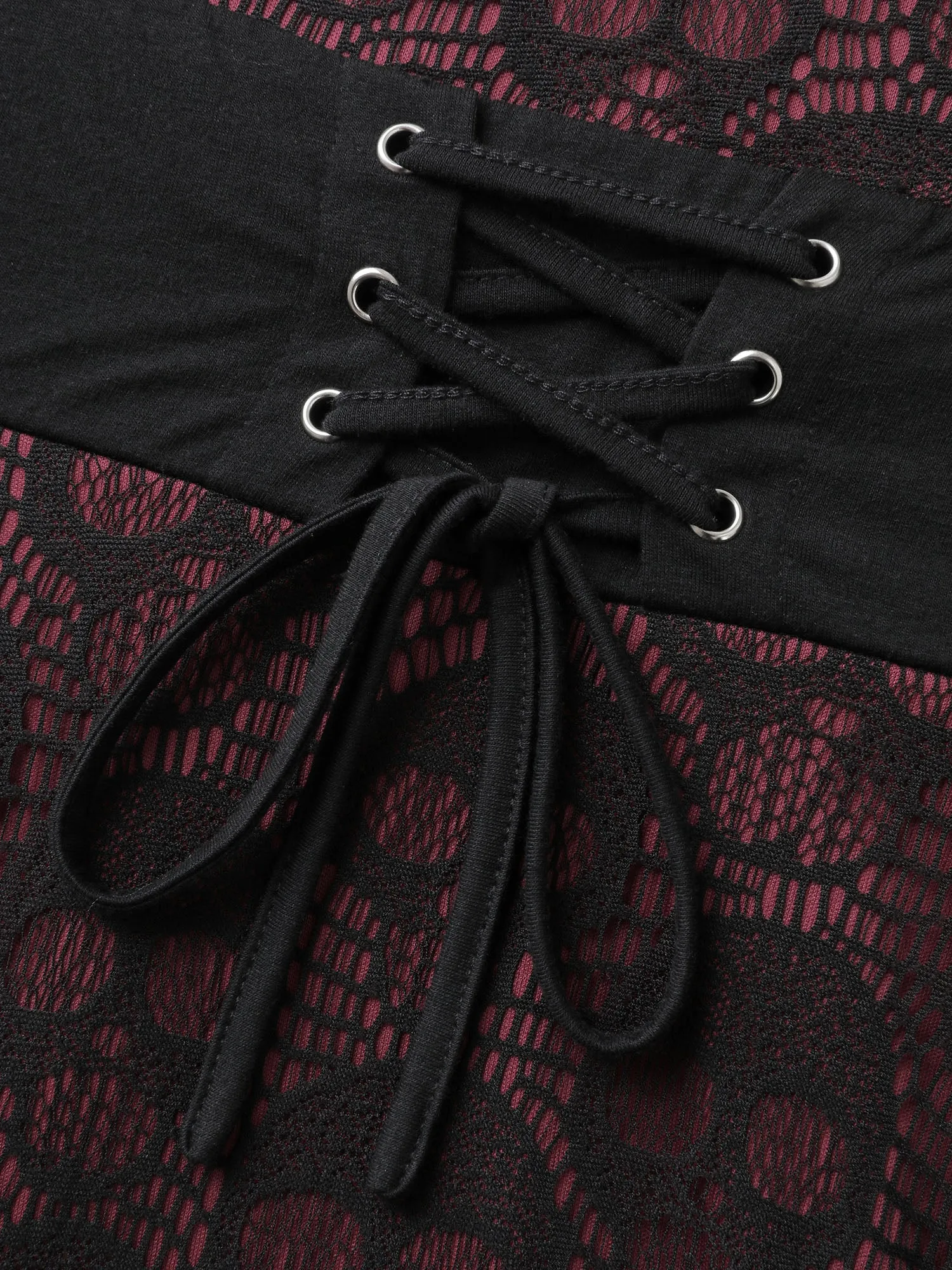 Skull Wide-Waist Tie Contrast Midi Dress sold by Bloomchic product image thumbnail 5