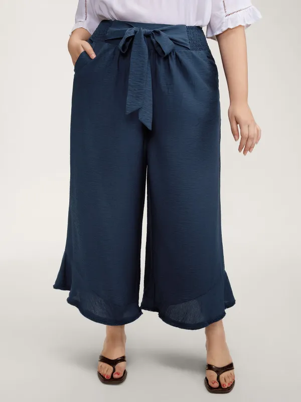 Waist-Tie Knotted Ruffled Wide-Leg Pants made by Bloomchic