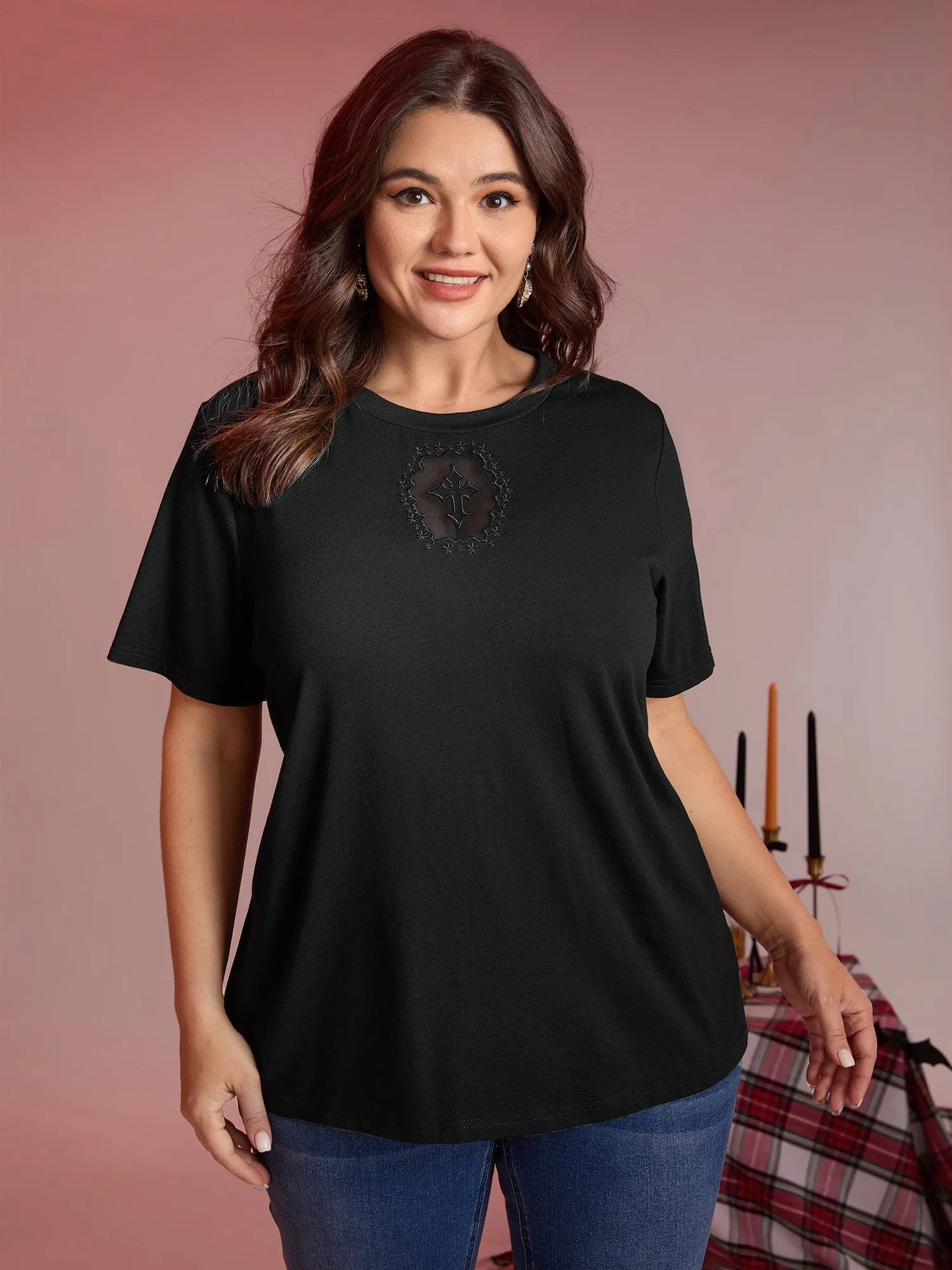 Tarot Card Pattern Lace Cut-Out Top sold by Bloomchic product image thumbnail 2