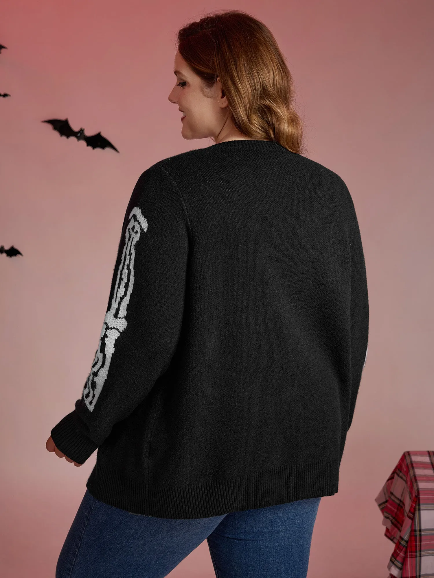 Skeleton Ribcage Print Button Knit Cardigan sold by Bloomchic product image thumbnail 5