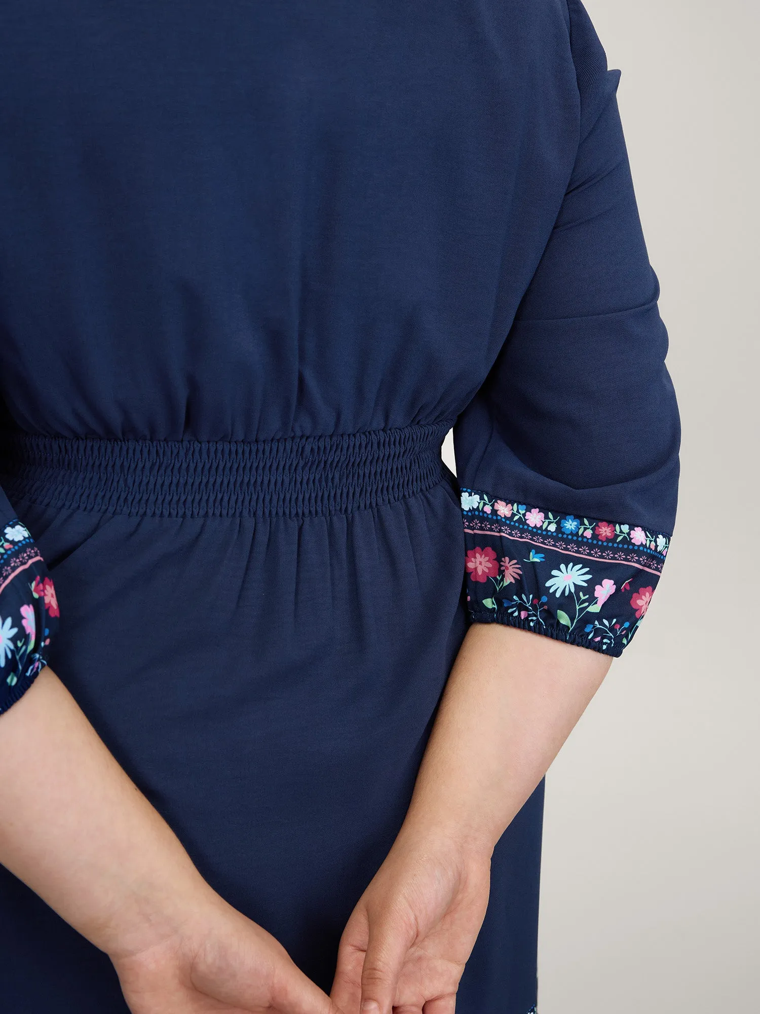 Floral Pattern Stretchy Waist Notched Maxi Dress sold by Bloomchic product image thumbnail 2