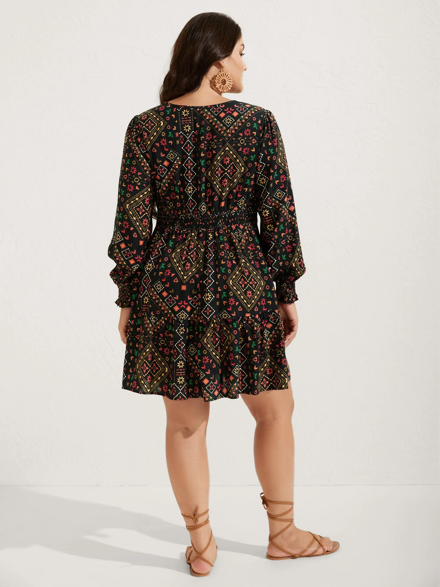 Supersoft Shirred Boho Collage Midi Dress sold by Bloomchic product image thumbnail 4