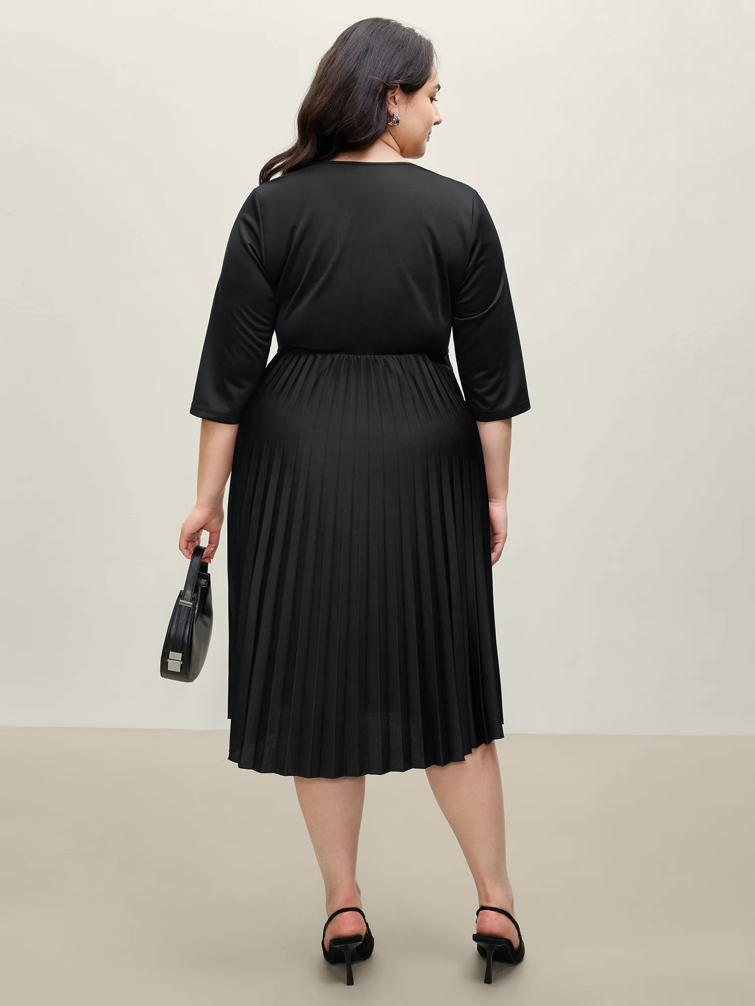 Metal Buckle Drape Pleated Midi Dress sold by Bloomchic product image thumbnail 4