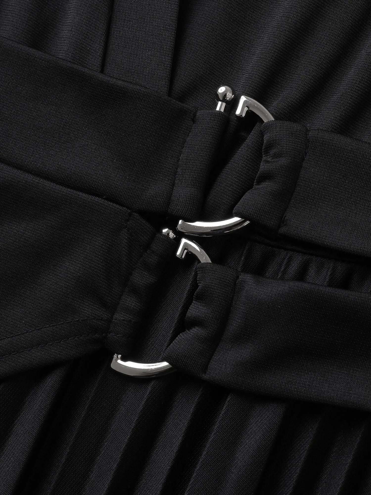 Metal Buckle Drape Pleated Midi Dress sold by Bloomchic product image thumbnail 5