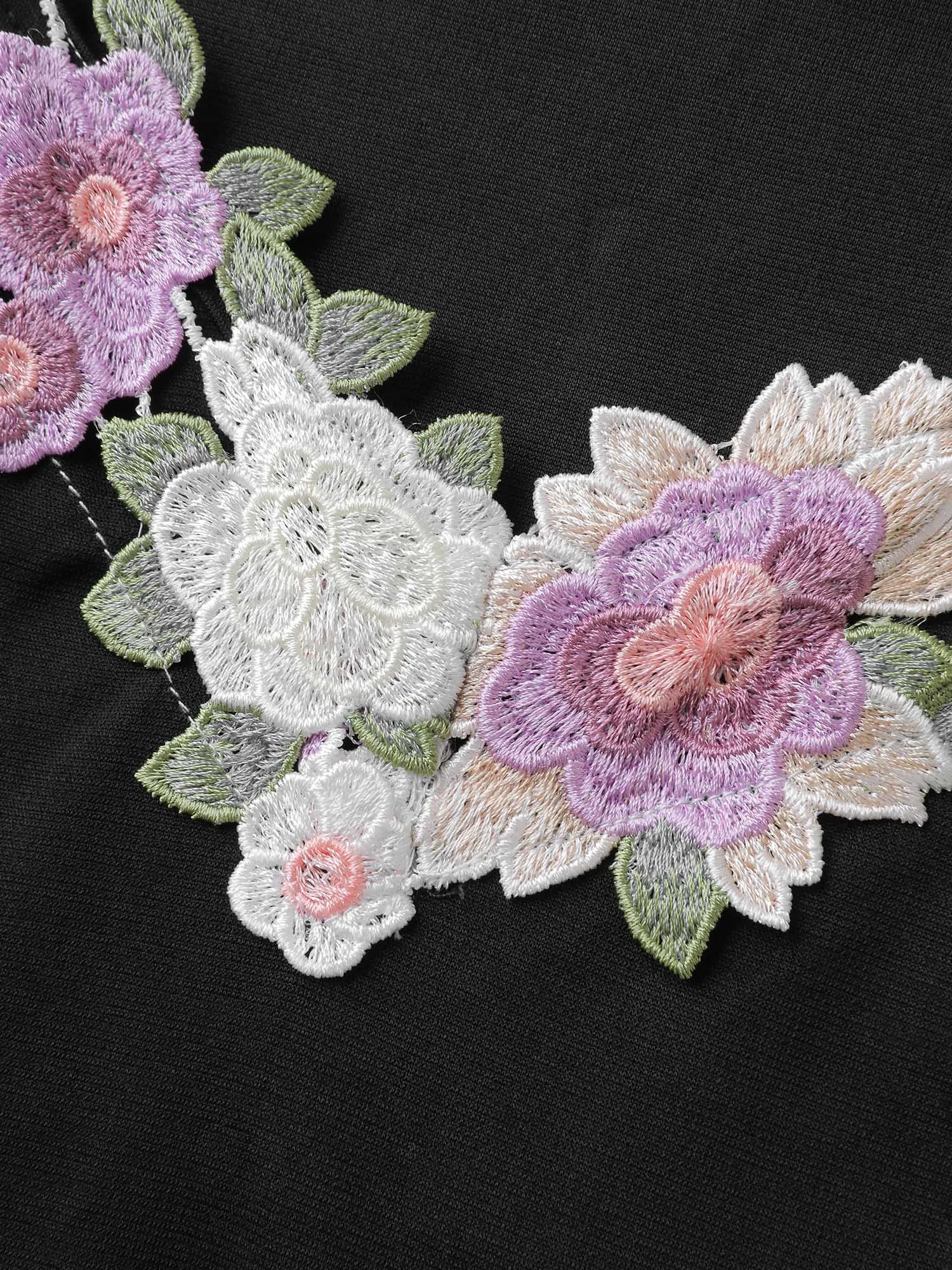 Floral Embroidered Neckline Lace Trim Midi Dress sold by Bloomchic product image thumbnail 5