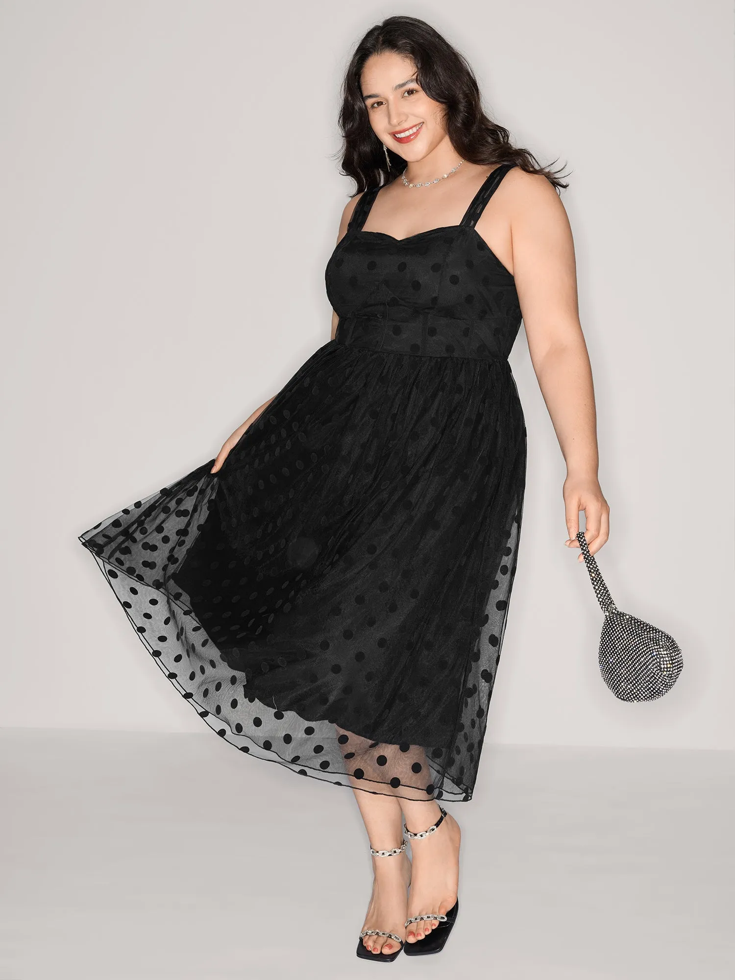 Polka Dots Structured Corset Detail Midi Dress sold by Bloomchic product image thumbnail 3