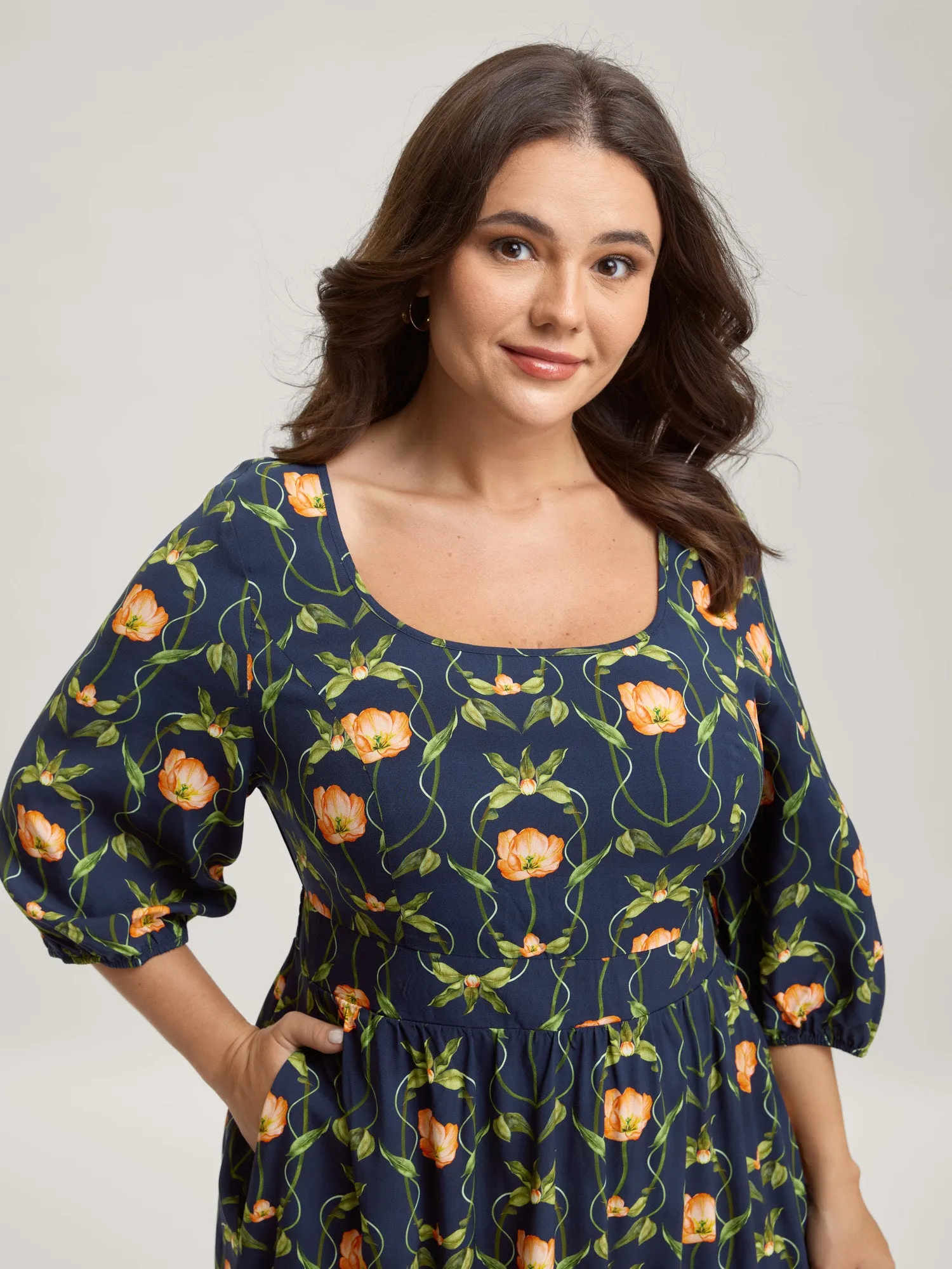 Supersoft Floral Print Shirred Midi Dress sold by Bloomchic product image thumbnail 2